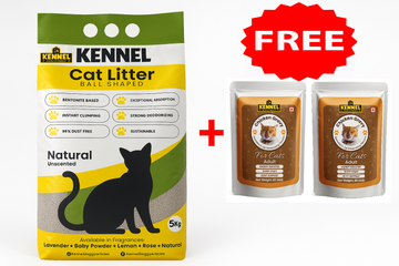 Kennel White Ball-Shaped Cat Litter 5kg + Free Twin Pack of Kennel Chicken Gravy Cat Pouches 80g